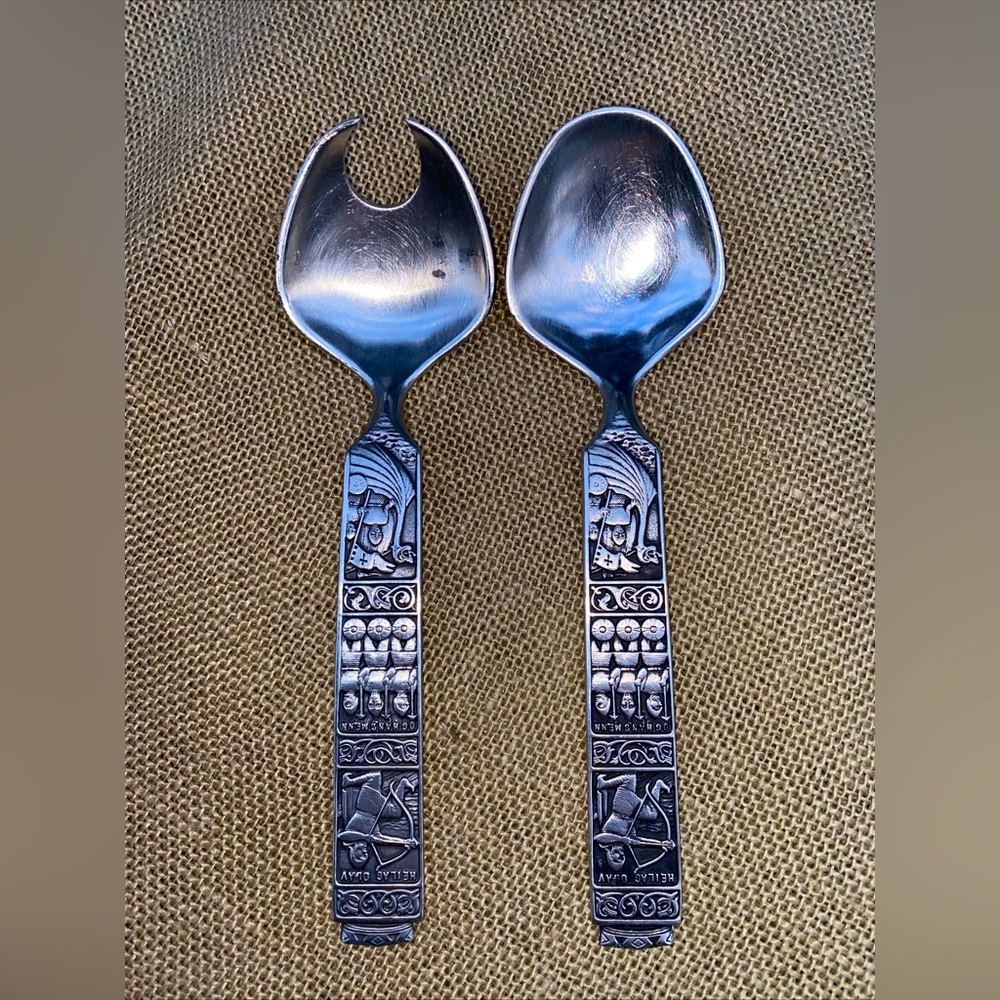 KONGE TINN Rare Vintage Salad set Norwegian pewter Salatsett